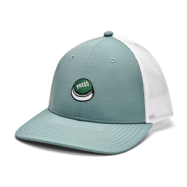 An image of a FootJoy Motif Trucker Hat - Green on a white background