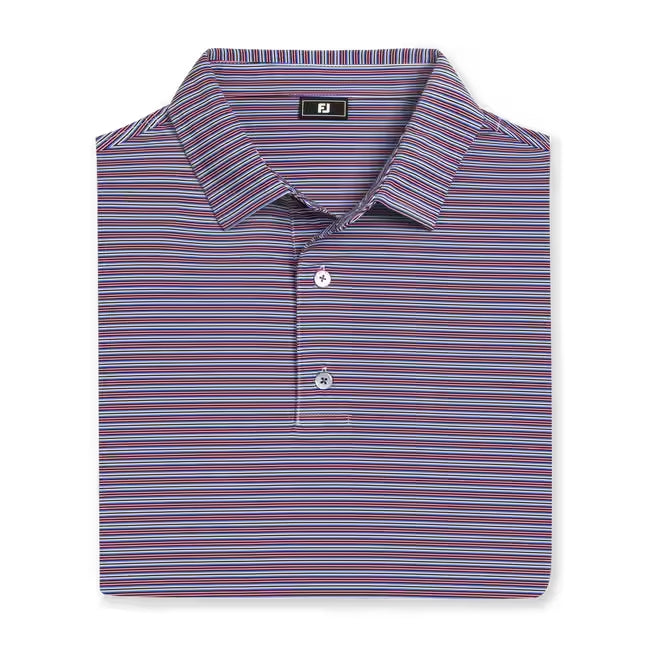 An image of a FootJoy Horizon Stripe Shirt - White/Black/Vivid Violet/Pink Pop on a white background