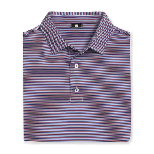 An image of a FootJoy Horizon Stripe Shirt - White/Black/Vivid Violet/Pink Pop on a white background