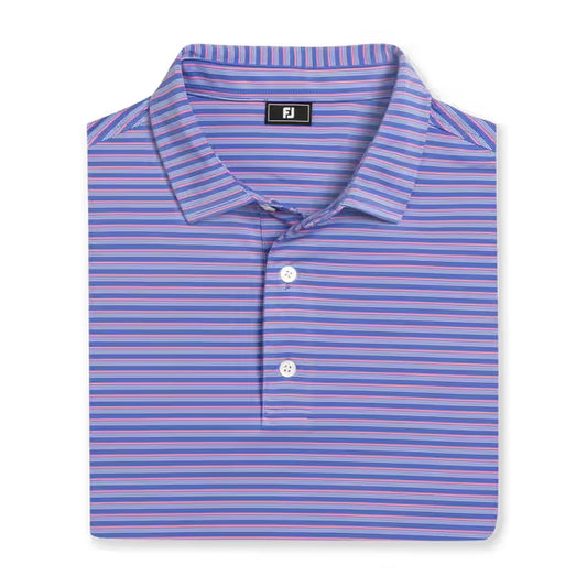 An image of a FootJoy Shadow Stripe Polo - Vivid Violet/Pink Pop/White - L on a white background