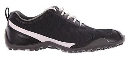 An image of a FootJoyWomen's  SuperLites Golf Shoe - Black/White on a white background