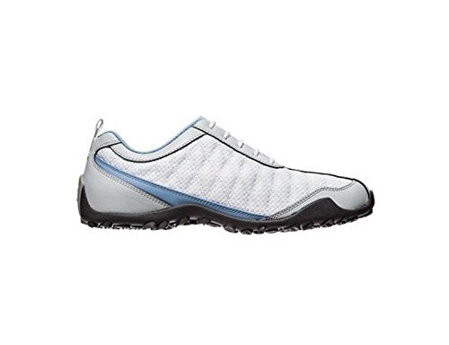 An image of a FootJoyWomen's  SuperLites Golf Shoe - Black/White on a white background