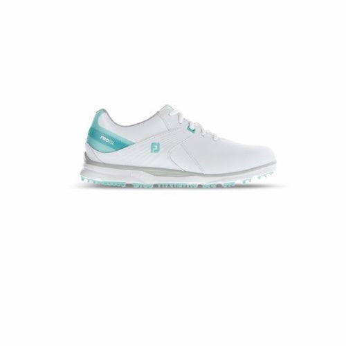An image of a FootJoy Women's Pro SL - White/Aqua on a white background
