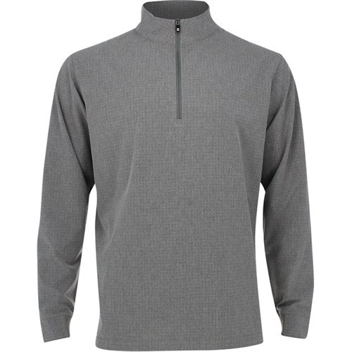 An image of a FootJoy Tonal Print Woven 1/4 Zip Midlayer - Coal on a white background