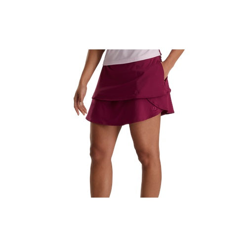 An image of a FootJoy Women's Layered Knit Skort - Fig on a white background