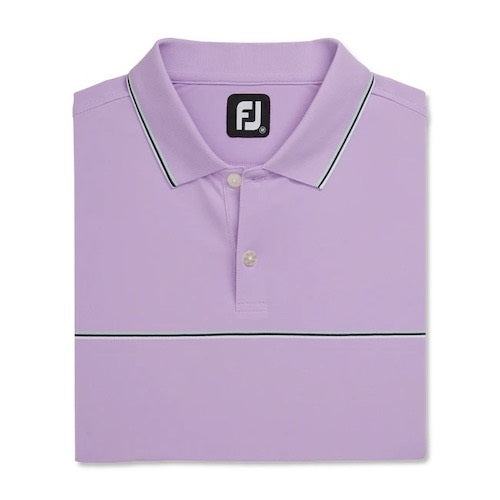 An image of a FootJoy Small Details Stretch Pique Knit Collar Polo - Lavender - L on a white background