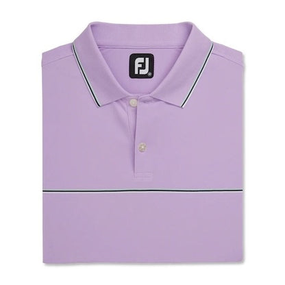 An image of a FootJoy Small Details Stretch Pique Knit Collar Polo - Lavender - L on a white background