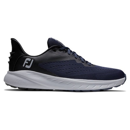 An image of a FootJoy Flex XP Spikeless Golf Shoes - Navy / Blue / White - 9.5 on a white background