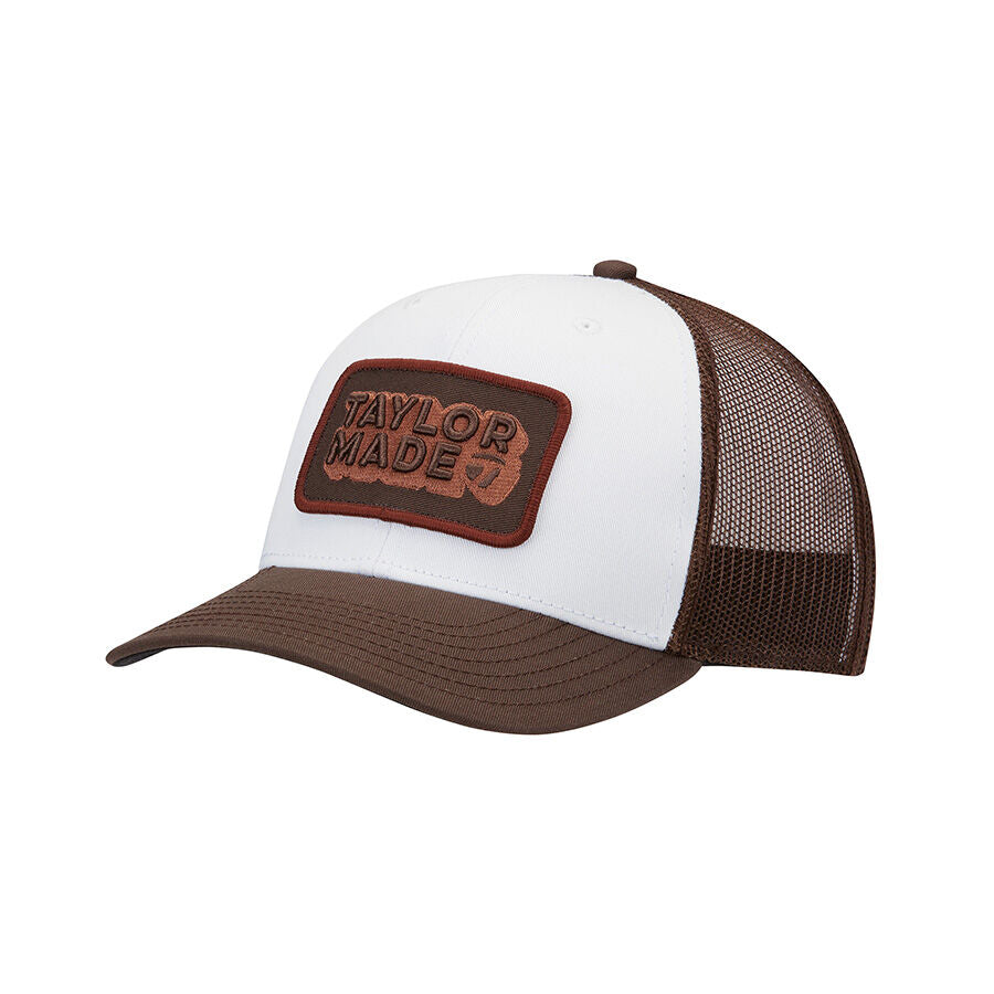 An image of a TaylorMade New Trucker Hat - Brown / White - Regular on a white background