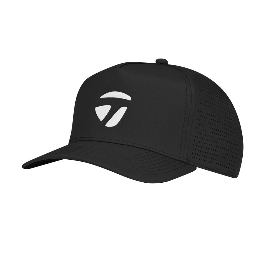 An image of a TaylorMade 2026 LSA Frame PRFRTD Hat - Black on a white background