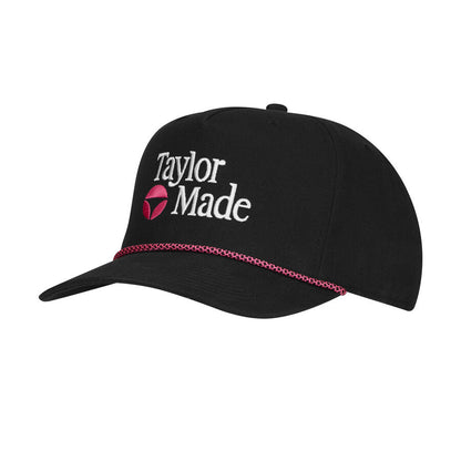 An image of a TaylorMade 2026 LSA Frame Structured Rope Hat - Black on a white background