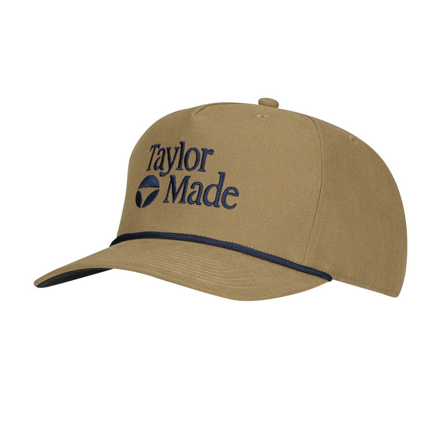 An image of a TaylorMade 2026 LSA Frame Structured Rope Hat - Light Brown on a white background