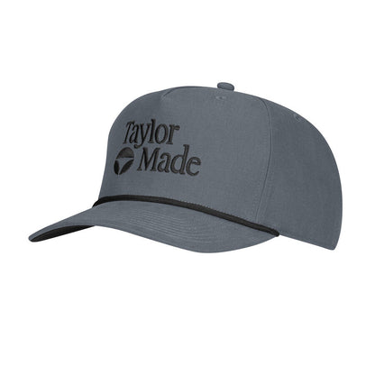 An image of a TaylorMade 2026 LSA Frame Structured Rope Hat - Gray on a white background