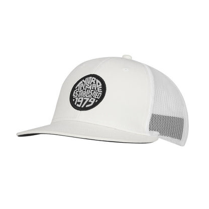 An image of a TaylorMade 2026 LS Carlsbad Trucker Hat - White on a white background