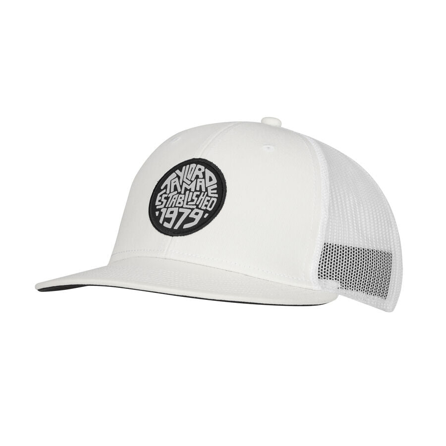 An image of a TaylorMade 2026 LS Carlsbad Trucker Hat - White on a white background