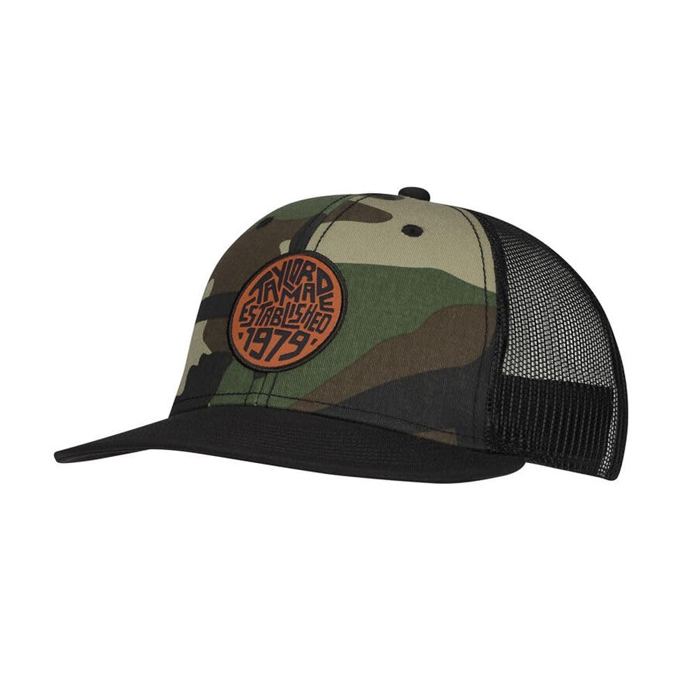 An image of a TaylorMade 2026 LS Carlsbad Trucker Hat - Green / Camo / Black on a white background
