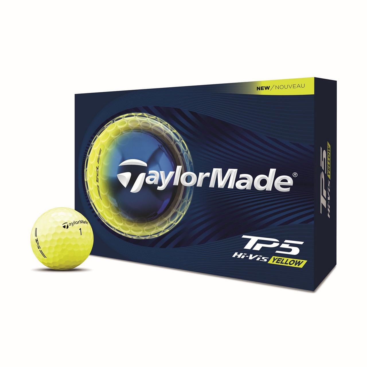 An image of a TaylorMade 2026 TP5 Golf Balls - Yellow on a white background
