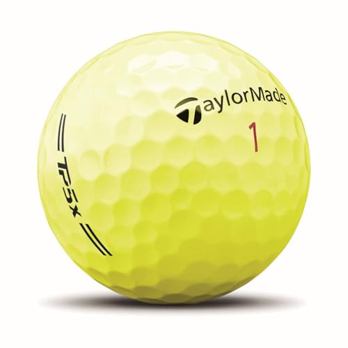 An image of a TaylorMade 2026 TP5x Golf Balls - Yellow on a white background