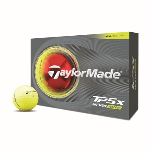 An image of a TaylorMade 2026 TP5x Golf Balls - Yellow on a white background