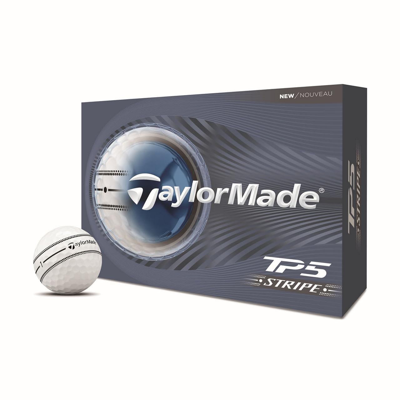 An image of a TaylorMade 2026 TP5 Stripe Golf Balls on a white background
