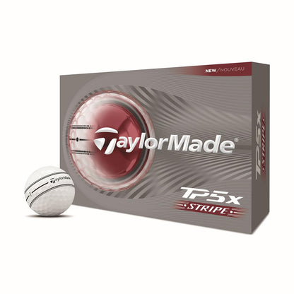 An image of a TaylorMade 2026 TP5x Stripe Golf Balls on a white background
