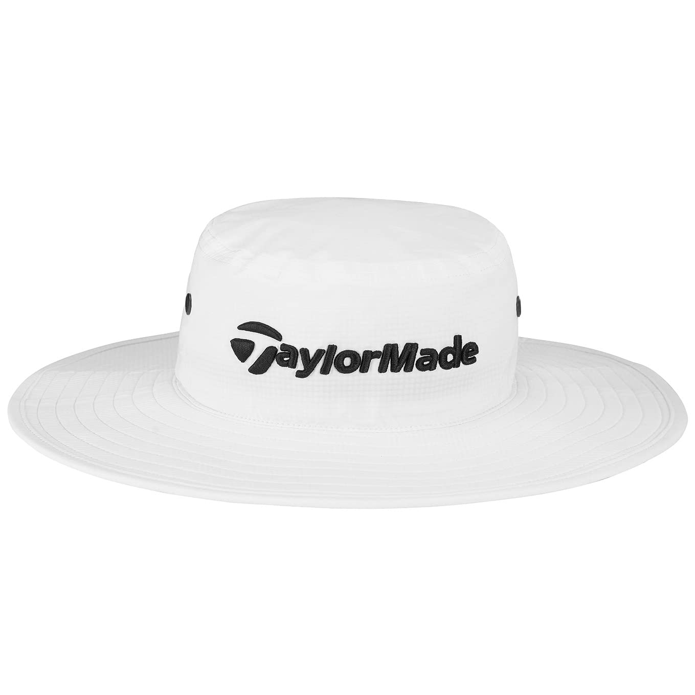 An image of a TaylorMade 2022 Metal Eyelit Bucket Hat - White - S/M on a white background