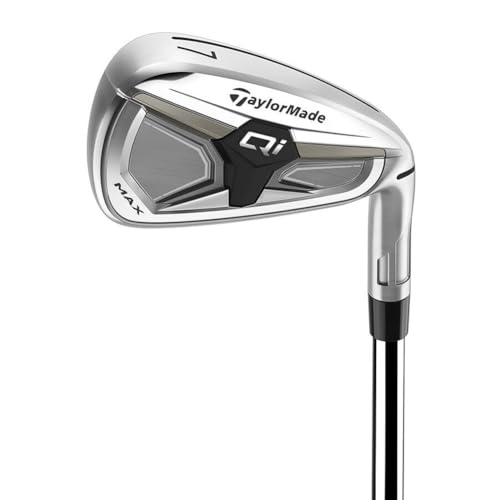 An image of a TaylorMade Qi Max Iron Set - 5-P,A - Steel Stiff - LH on a white background