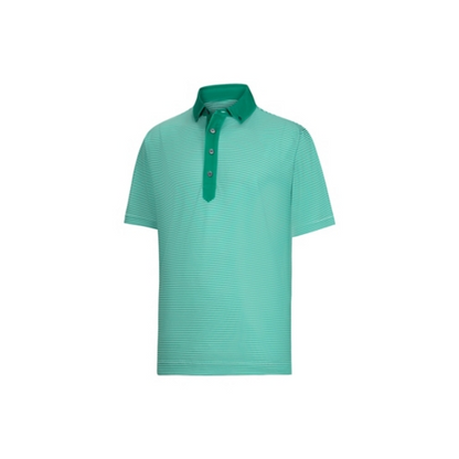 FootJoy Feeder Stripe Pique Polo - Field Green / White