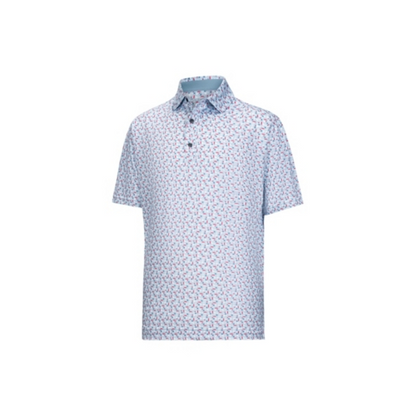 FootJoy Surfs Up Print Polo - White / Chambray / Nantucket Red / Coastal Blue