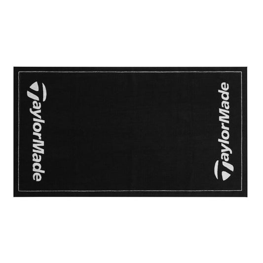 A Product image of a TaylorMade 2026 TourTowelBlack on a white background