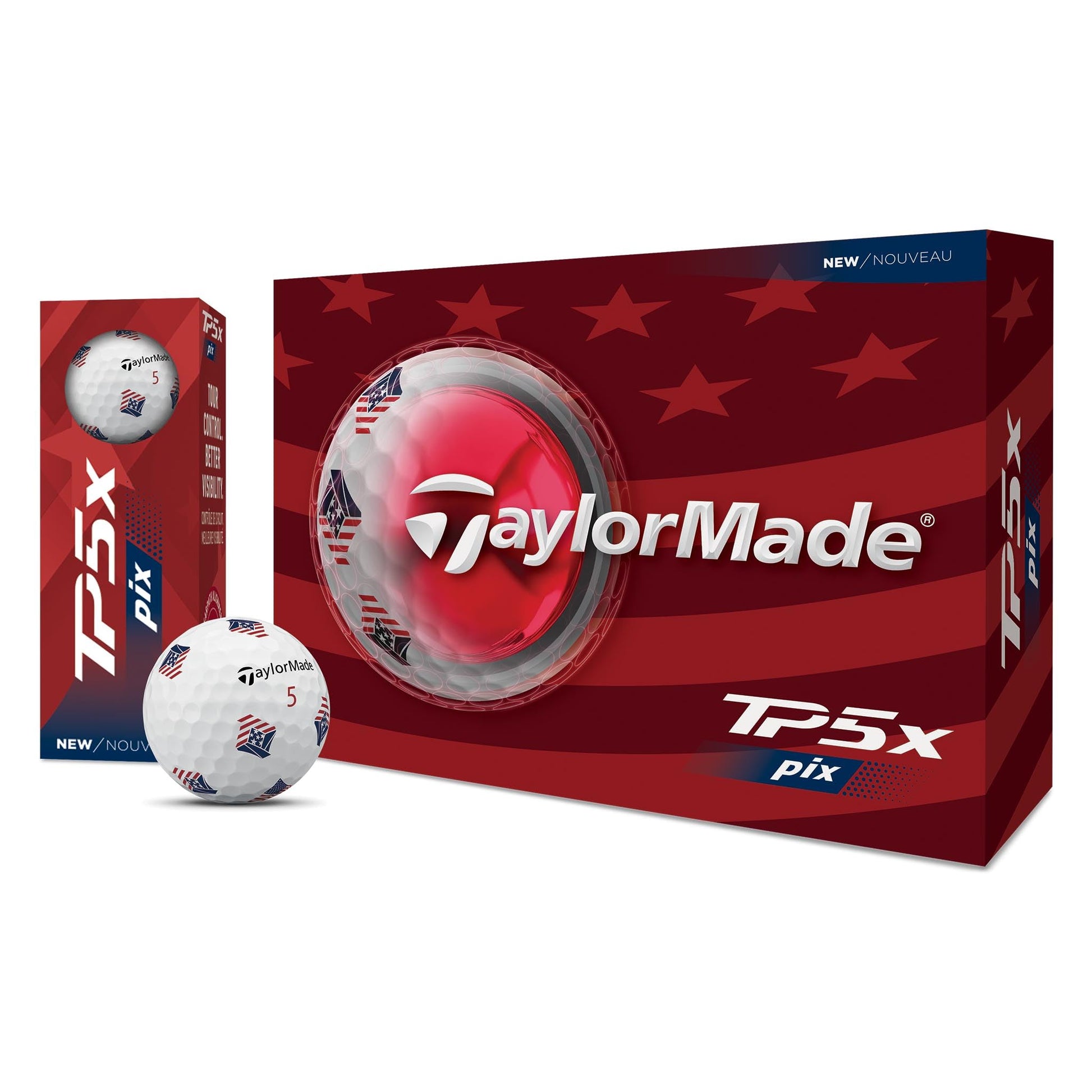 A Product image of a TaylorMade 2026  TP5x pix USA dz on a white background