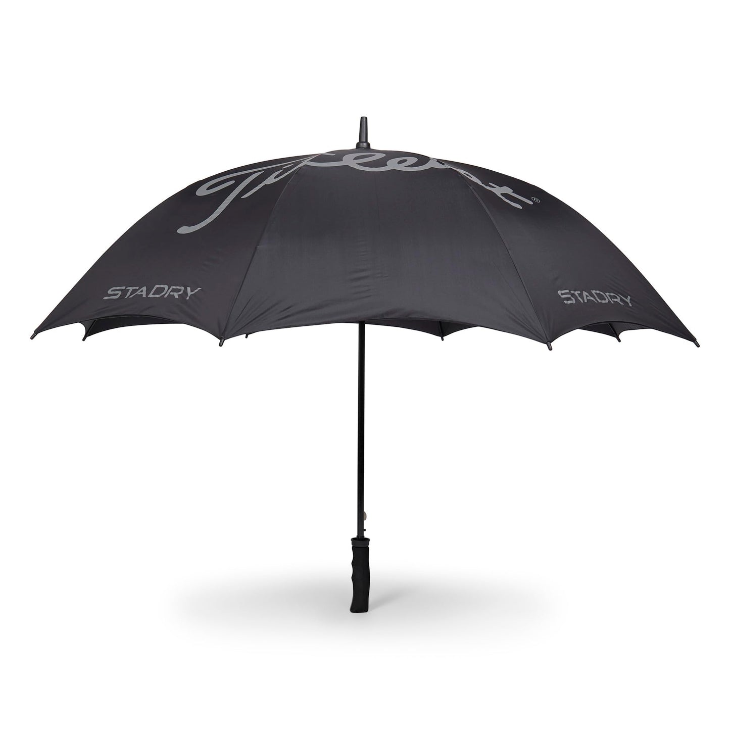 A Product image of a StaDry Single Canopy Umbrella Black/Charcoal on a white background