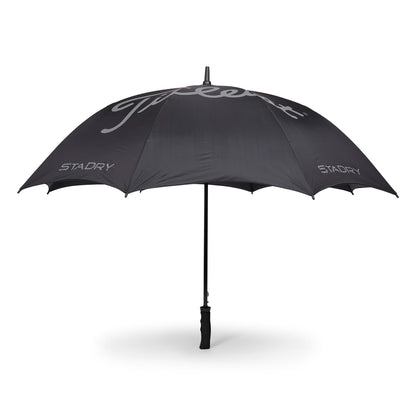 A Product image of a StaDry Single Canopy Umbrella Black/Charcoal on a white background