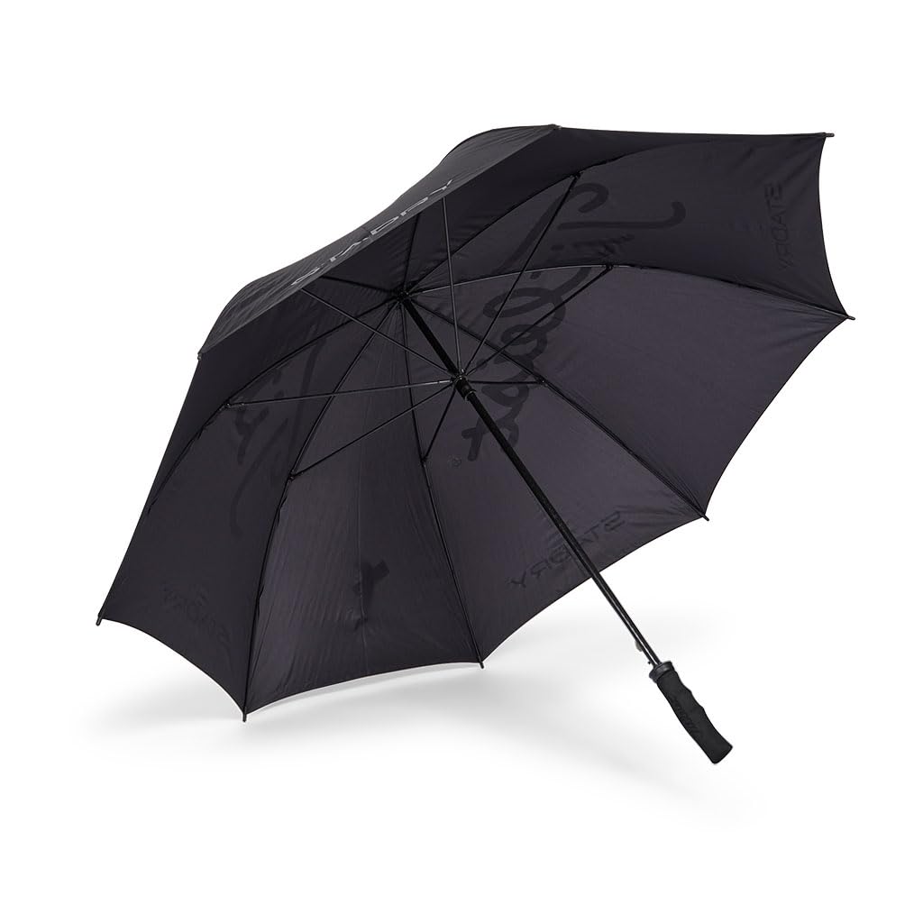A Product image of a StaDry Single Canopy Umbrella Black/Charcoal on a white background