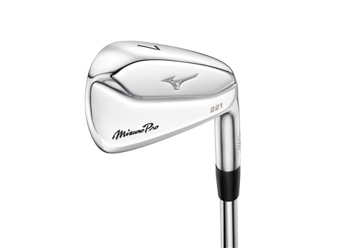A product image of a Mizuno Pro 221 Iron Set - Steel on a white background