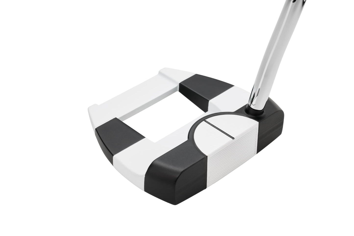 A product image of a Odyssey AI-Dual JBM 1/2 Ball DB Putter on a white background