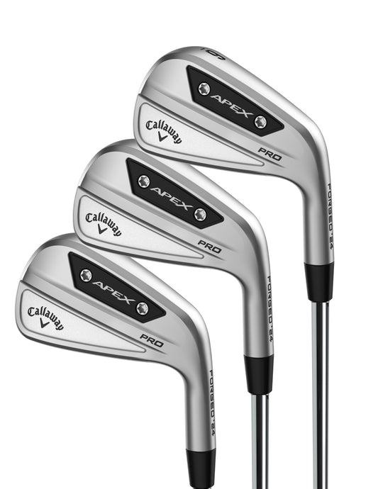 A product image of a Callaway Apex Pro 24 Iron Set - Steel on a white background