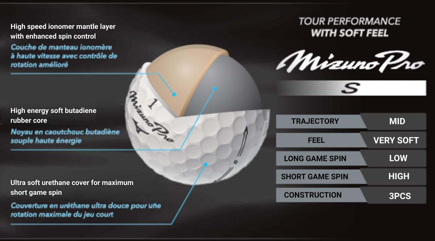 Mizuno Pro S Golf Balls - Dozen - Optic Yellow