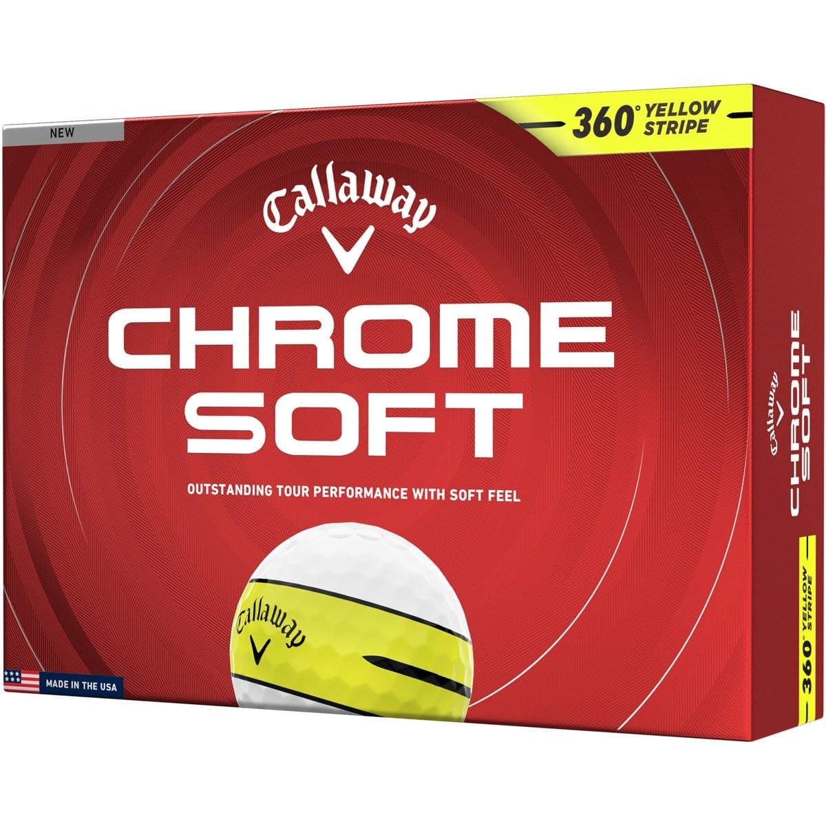 Callaway 2026 Chrome Soft 360 Yellow Stripe Golf Balls - Dozen