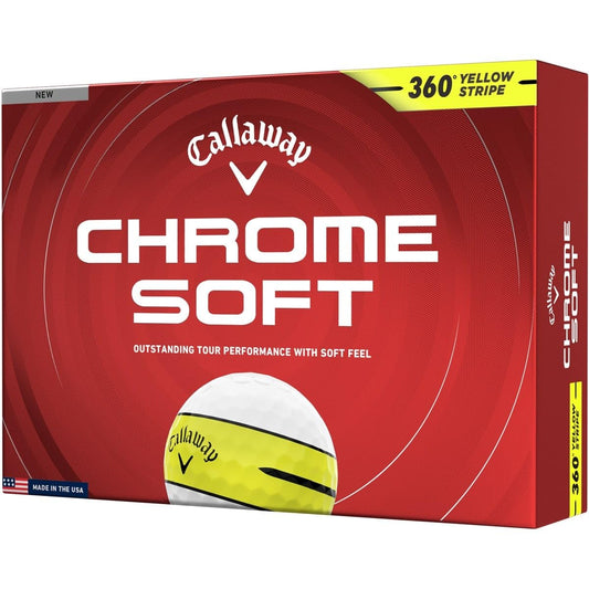 Callaway 2026 Chrome Soft 360 Yellow Stripe Golf Balls - Dozen