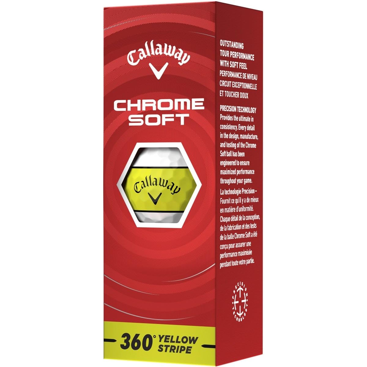 Callaway 2026 Chrome Soft 360 Yellow Stripe Golf Balls - Dozen