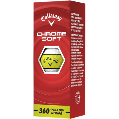 Callaway 2026 Chrome Soft 360 Yellow Stripe Golf Balls - Dozen