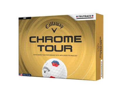 Callaway 2026 Chrome Tour True Track Golf Balls - Dozen - Blue/Red