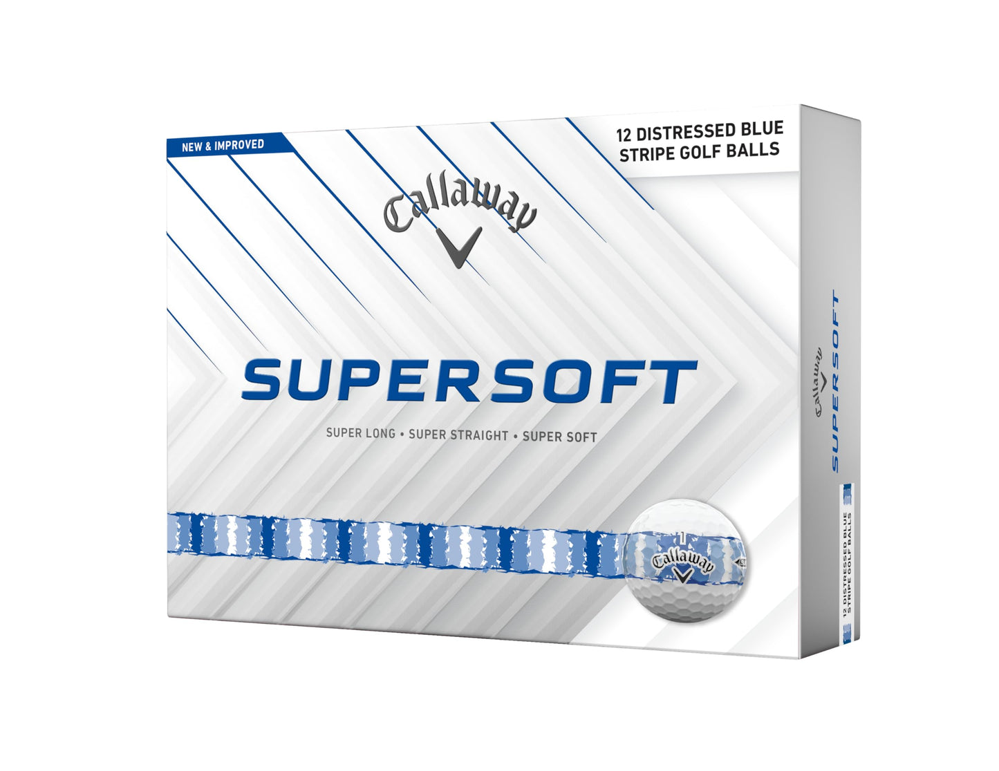 Callaway 2025 Supersoft Distance Stripe Golf Balls - Dozen - Blue
