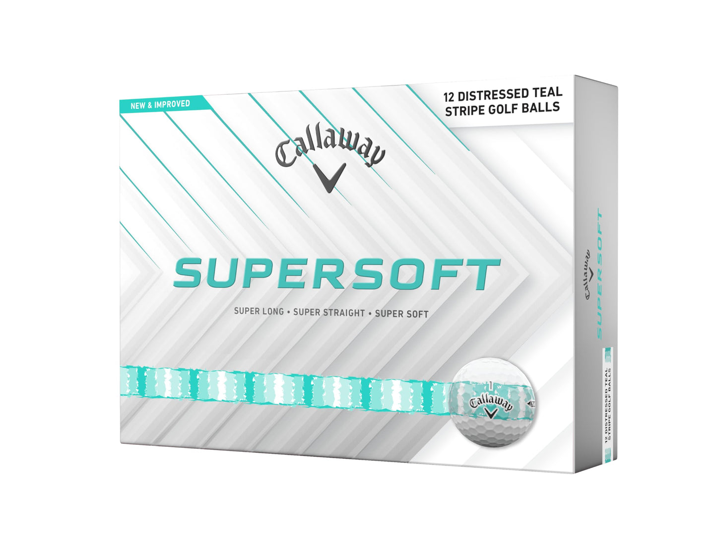 Callaway 2025 Supersoft Distance Stripe Golf Balls - Dozen - Teal