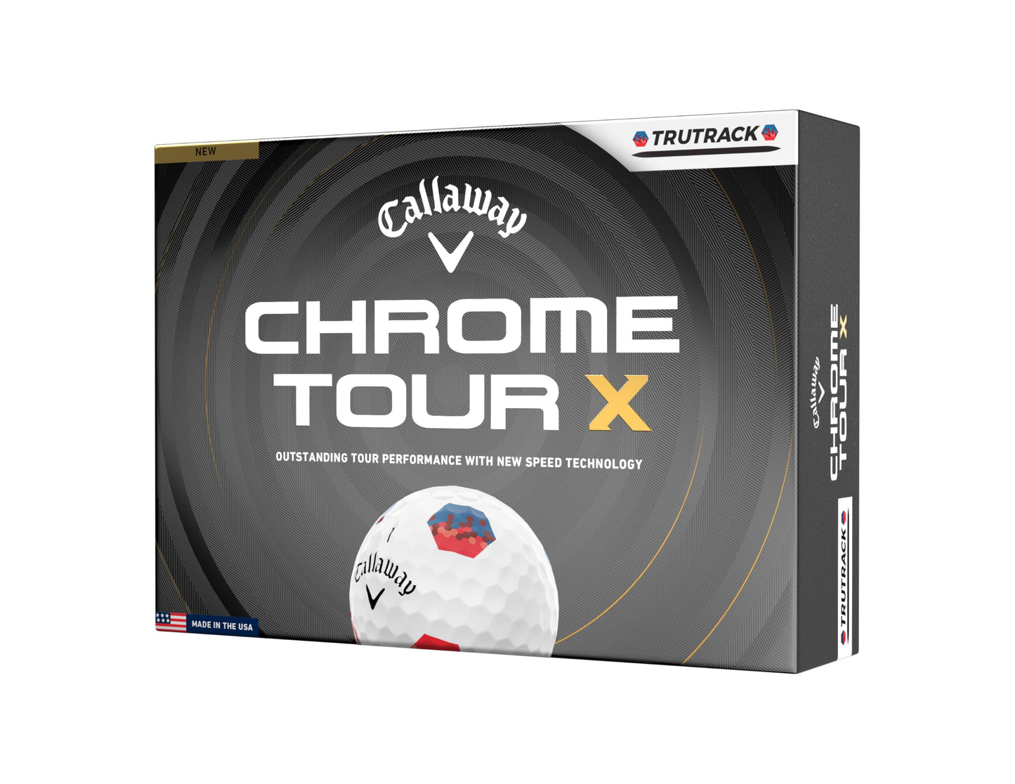 Callaway 2026 Chrome Tour X True Track Golf Balls - Dozen - Blue/Red