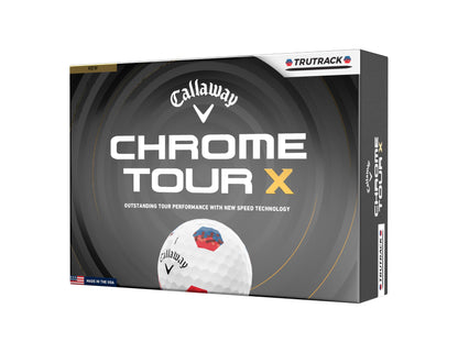 Callaway 2026 Chrome Tour X True Track Golf Balls - Dozen - Blue/Red