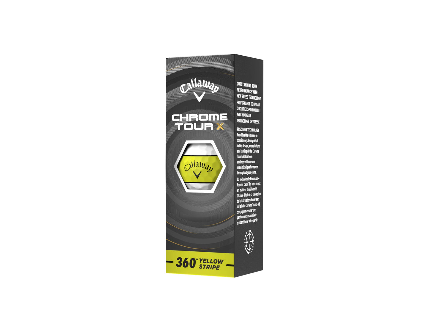 Callaway 2026 Chrome Tour X 360 Yellow Stripe Golf Balls - Dozen