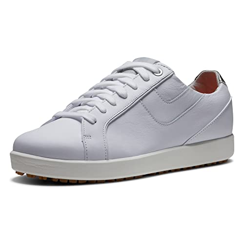 FooyJoy Links Women's Spikeless Golf Shoes - White/White