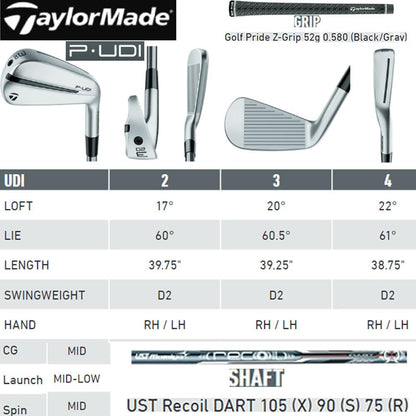 TaylorMade Golf Utility Iron - P-UDI - 3 Iron - RH - Graphite Stiff